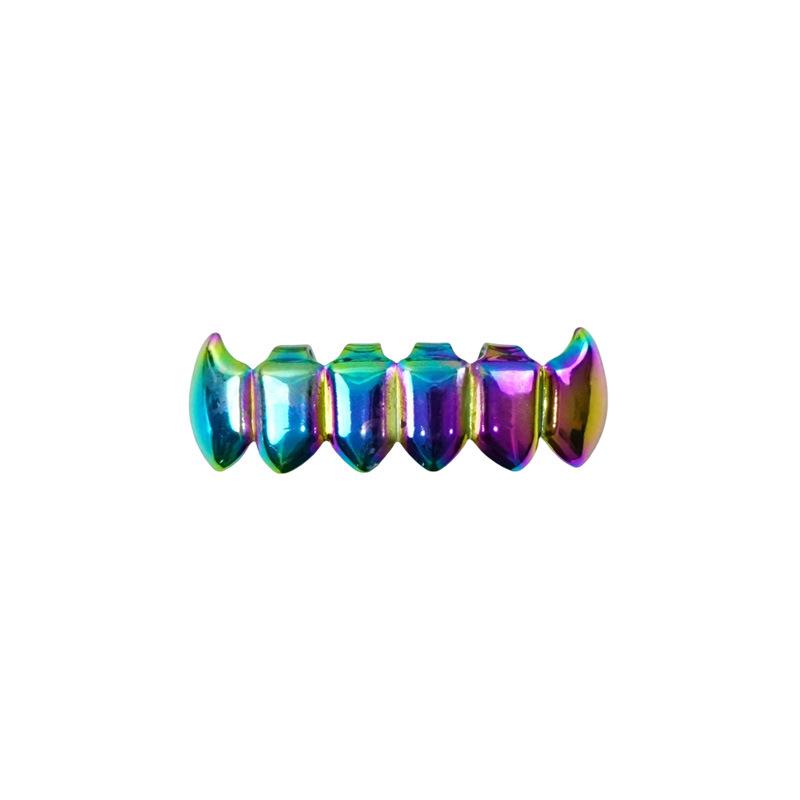 Colorful Gradient Metal Fangs Tooth Gems - Hip-Hop Rap Mouth Guard Decoration