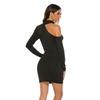 Women Fashion Nightclub Dress Party Slanting Shoulder Dress Sexy Long Sleeve Dress
