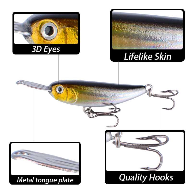 5.5cm/5.8g Realistic Sinking Minnow Metal Lip Fishing Lure - Hard Artifical Bait