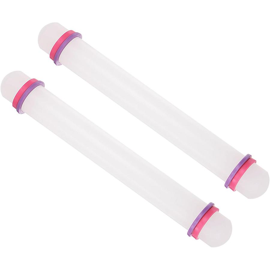 

2pcs 22cm Adjustable Non-Stick Rolling Pin with Guide Rings for Noodle Dumplings Dough Pizza Pie Household Kitchen Baking Tools