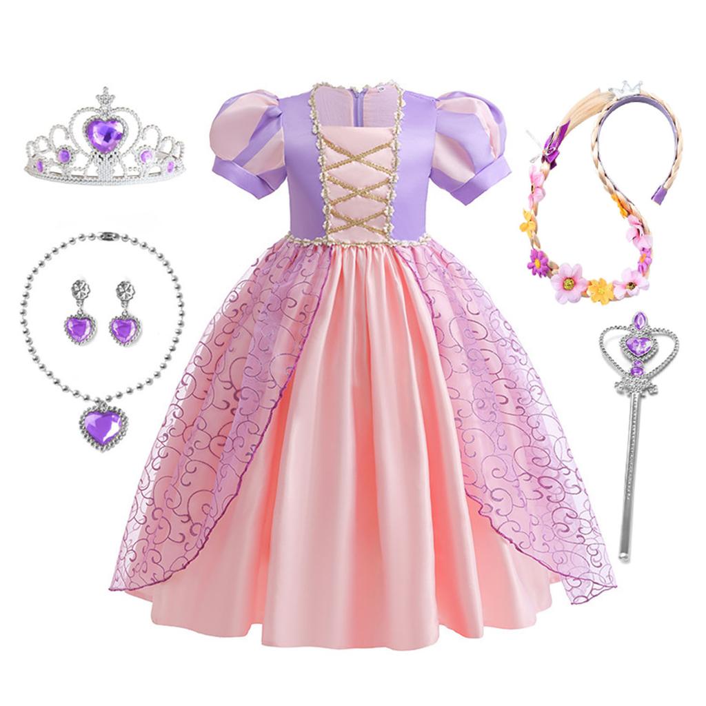 Little Girls Purple Princess Rapunzel Birthday Party Cosplay Halloween Easter Carvinal Fancy Dress Girls Holiday Party Dress-Up
