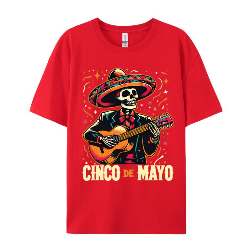 Cinco DeMayo Skeleton Skull Tshirt Funny TShirt T Shirts Slim Fit 3D Cotton Unisexs Tops Tees On Oversized