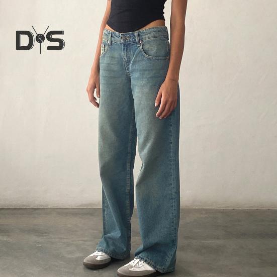 Pantalones de Mujer con Bolsillos Cintura Baja Rectos Pierna Ancha Cierre de Botón y Cremallera Pantalones Largos para Uso Diario Viajes