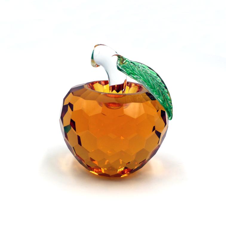 Elegant Glass Apple K9 Crystal Paperweight for Christmas Ornaments Gift Wedding Souvenir 60mm оранжевый