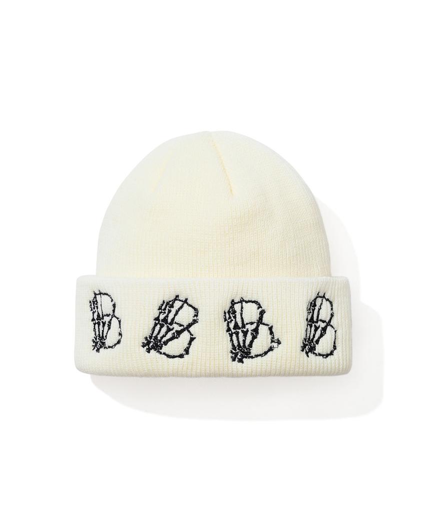 Bieseulaebis Skeletal Hand Bee Embroidery Beanie White