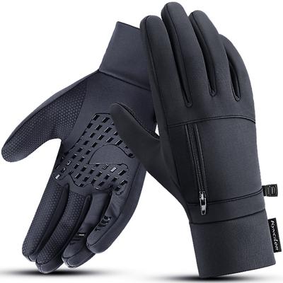 Winter Bike Gloves for Men Waterproof Touchscreen Cycling Gloves Windproof Snow Sports Gloves Black Silicone Grip