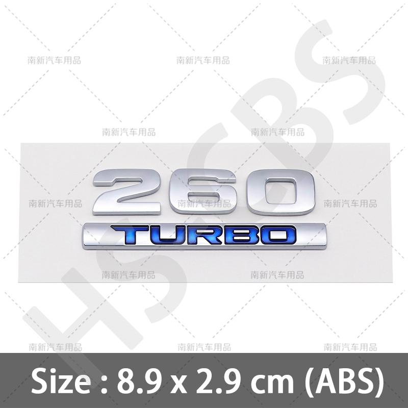 AAYI1  ABS 260 220 370 240 180 230 Letter Turbo Displacement Logo Turbo Rear Trunk Emblem Badge Stickers Accessories Car Styling
