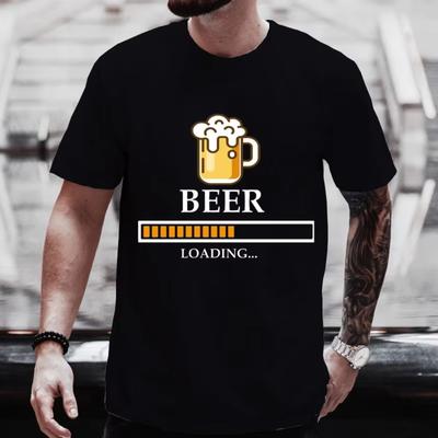 Herren T-Shirt Bier Lädt Klassische T-Shirts Kurzarm Tops Woemn Herren T-Shirts Herren T-Shirt Schwarz Herren T-Shirts für Männliche Tee Kleidung