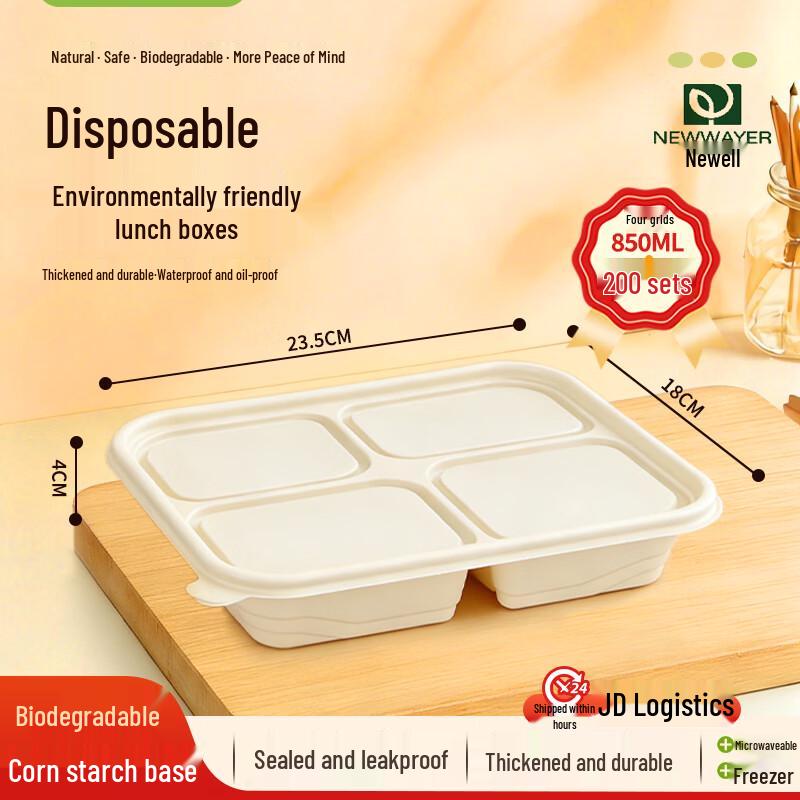 850ml 4-Compartment Biodegradable Takeaway Container