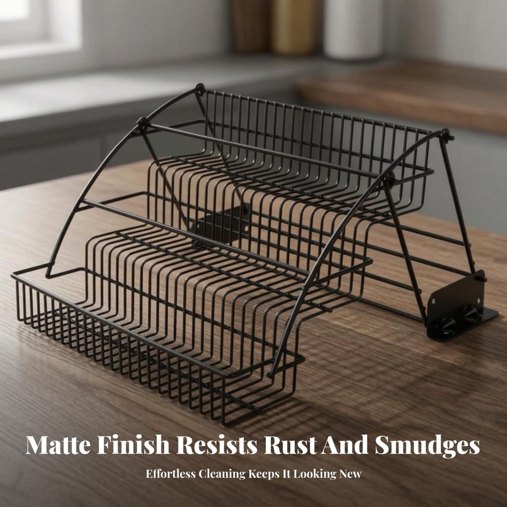 Three-Tier Kitchen Seasoning Rack Black Organizer Space-Saving