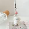 Cute Cartoon Flocking Puppy Keychain Girl Handbag Charms Decoration Kawaii Dog Key Ring Mobile Phone Pendant Chain Gift