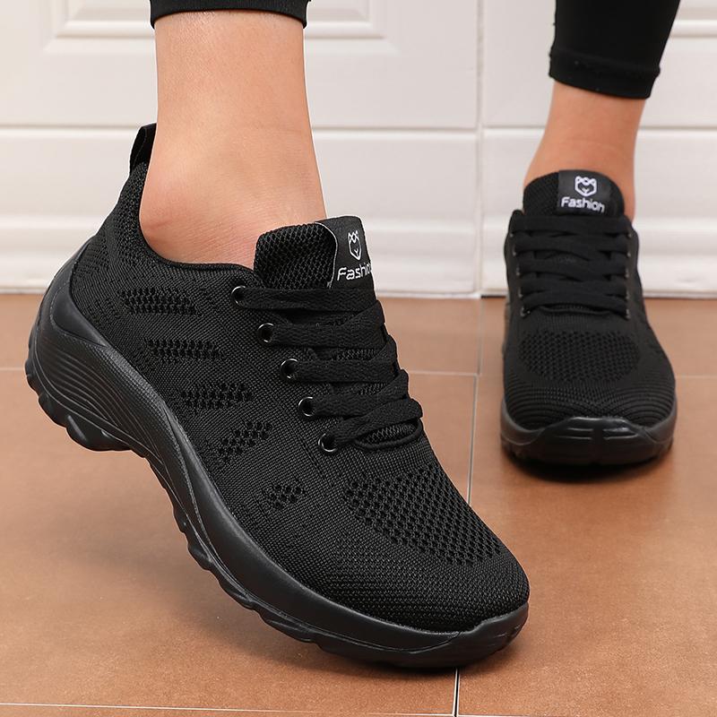 Neue Damen Laufschuhe Modisches Schnürdesign Atmungsaktives Mesh Strapazierfähige Gummisohle Fitness Langstrecken Reiseschuhe
