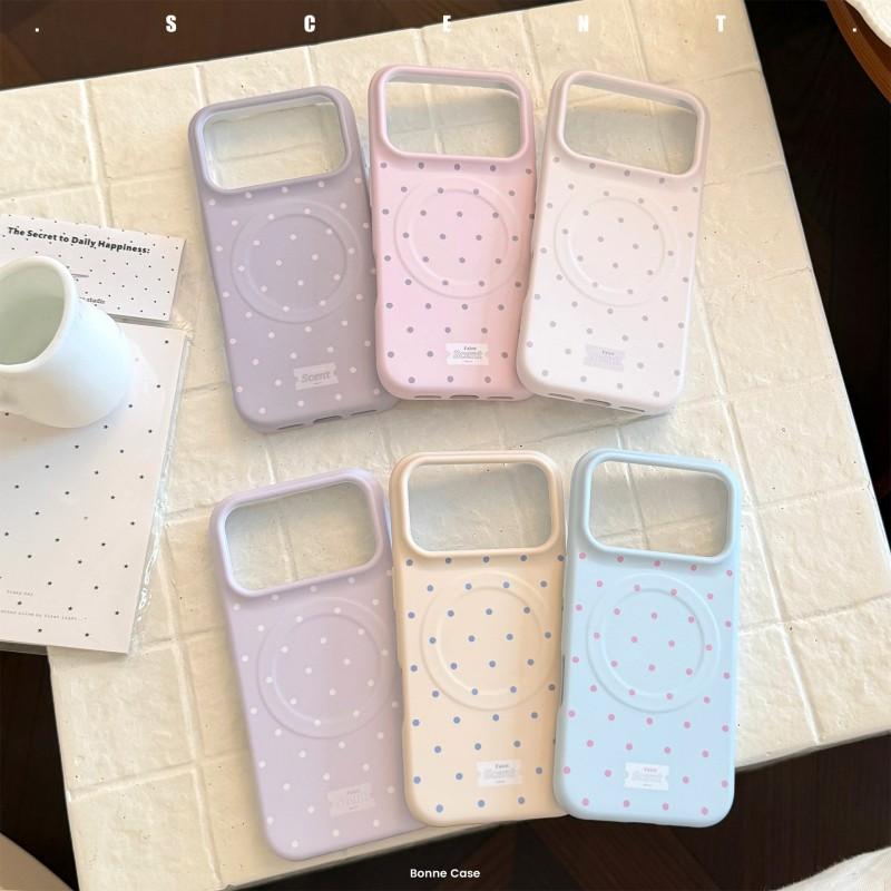 Korean Style Polka Dots Phone Case IPhone 18 Pro Max 16 15 14 17 Matte Shockproof Soft Magnetic