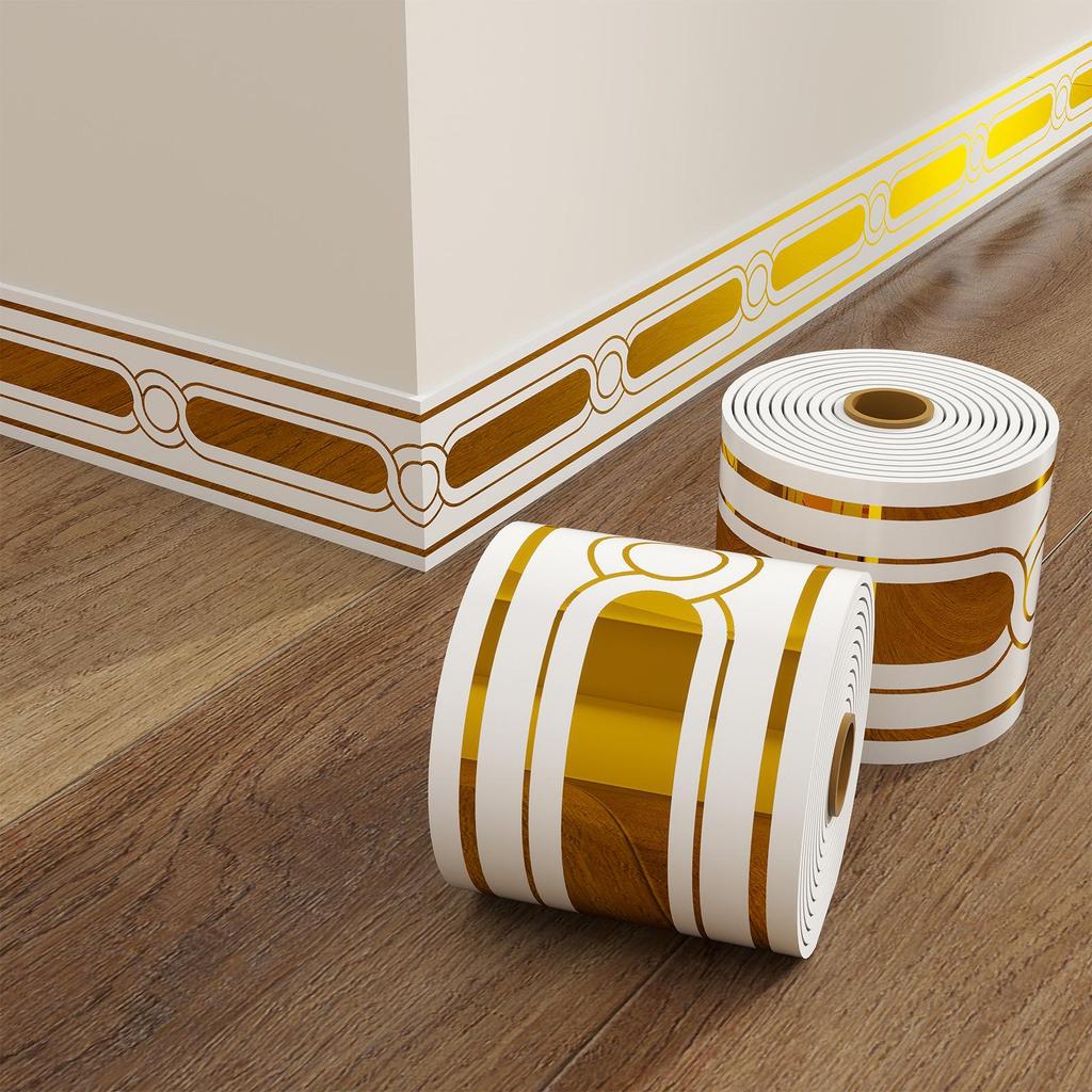 Thickened Waterproof PVC Self-Adhesive Tile-Look Baseboard Sticker