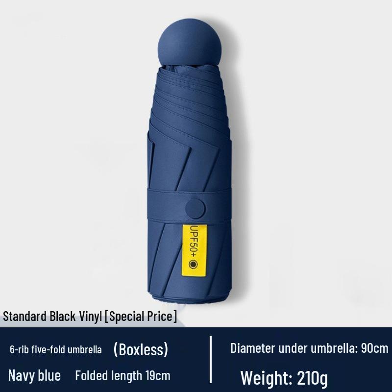 Women's Dual-Use Mini Umbrella: Compact Five-Fold Design, Thickened Fabric, Black Glue for UV Protection, Custom Logo Option