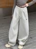 Girls' Trendy Autumn Sweatpants 2025: Fishbone Pattern Korean Relaxed Fit Scimitar Style
