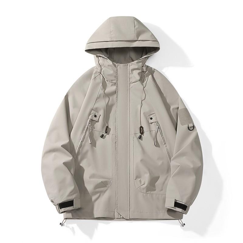 Mens Lightweight Waterproof Hooded Jacket Outdoor Activities Casual Sportswear Loose Fit Windbreaker