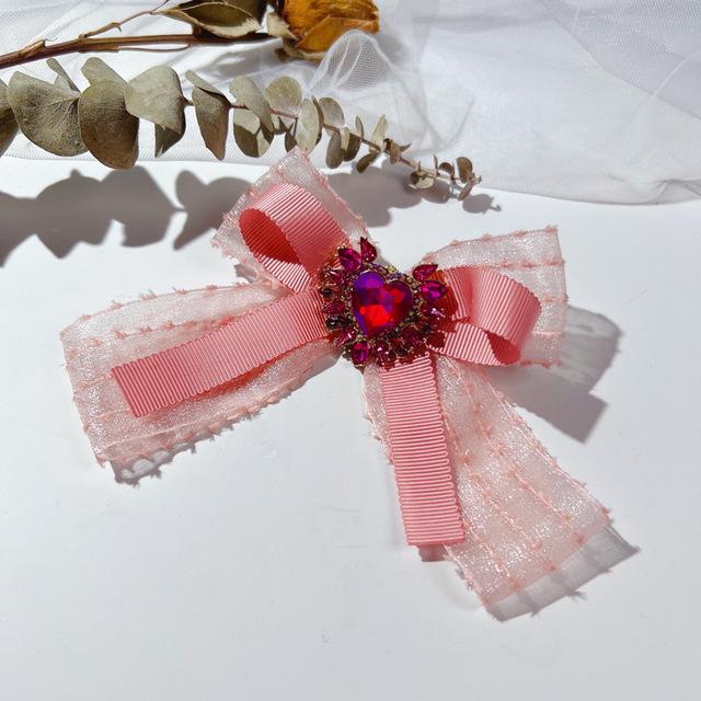 Fashion Fabric Ribbon Bow Brooches For Women Handmade Bowknot Crystal Shirt Collar Pins Luxulry Wedding Jewelry Gifts