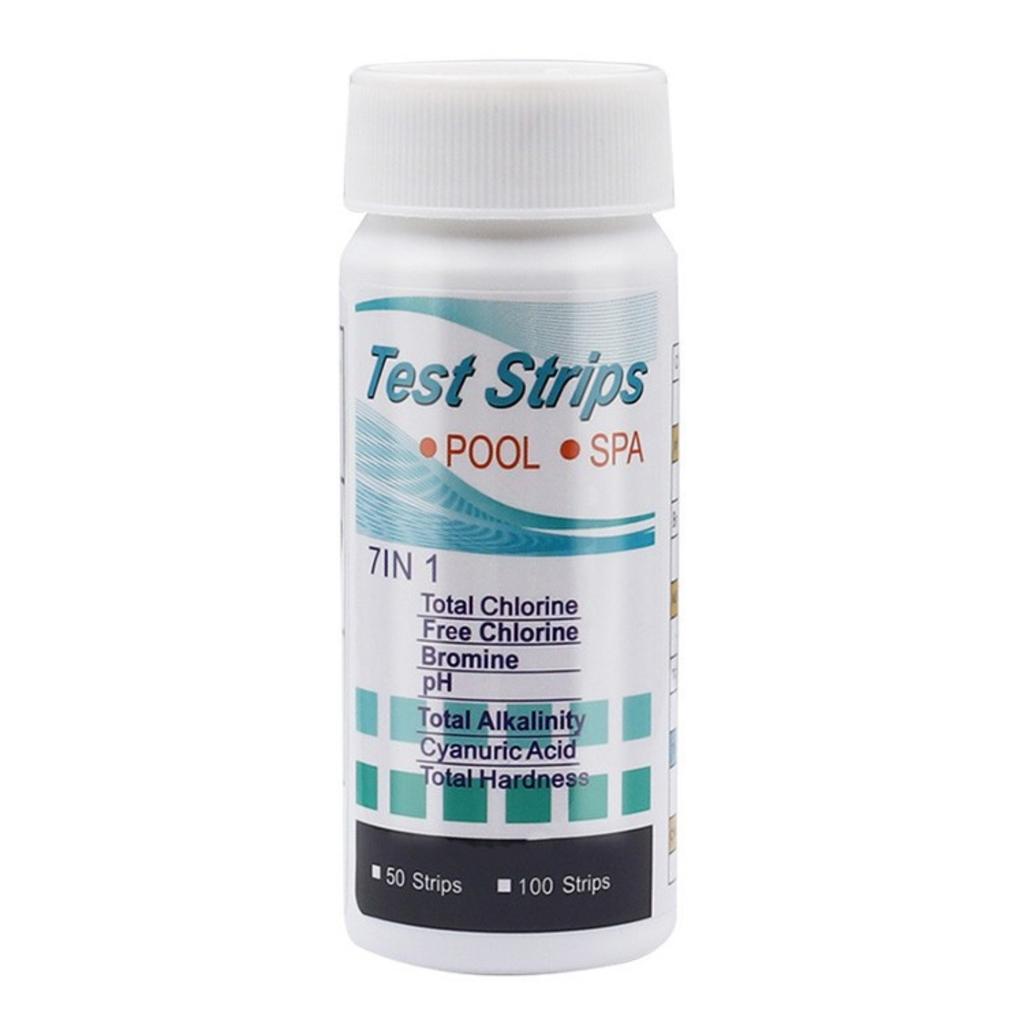 Pool And Spa Test Strips 100ct 7 In 1 Water Test Kit For Swimming Pool Hot Tub Detects PH Cyanuric Total Hardness Free Total Alkalinity
