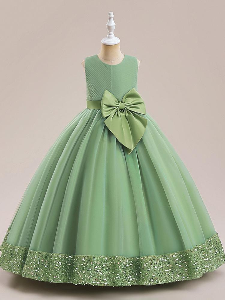 Girls' Formal Sequin Mesh Flower Princess Dress for Big Kids