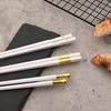 5 Paar Weißgold Koreanische Essstäbchen Japanische Essstäbchen Wiederverwendbare Essstäbchen Waschbare Lebensmittelqualität Rutschfeste Essstäbchen Einfach zu bedienen