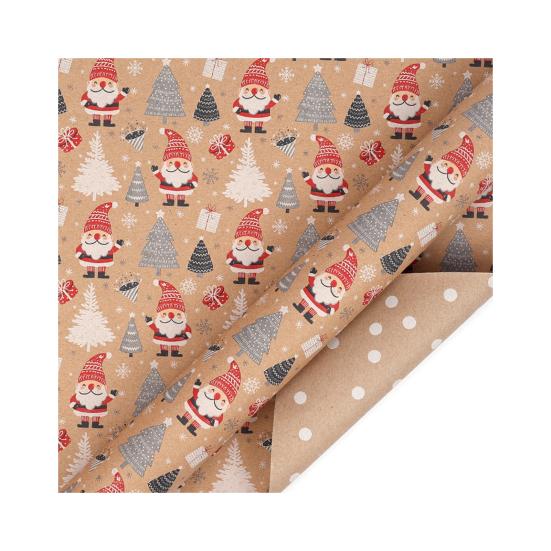 Christmas Wrapping Paper Vintage Thick Brown Holiday Gift Wrap with Christmas Tree Truck Snowflake