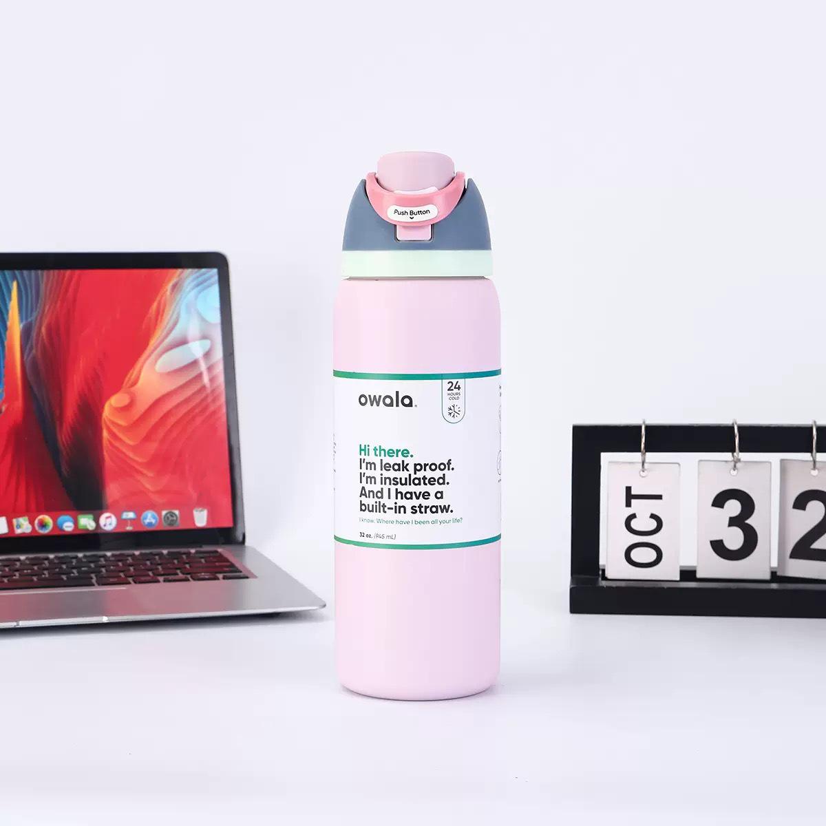 

Нова спортивна пляшка для води Owala Dual-Drink: Нержавіюча сталь 304, Вакуумна ізоляція, Портативний, Велика місткість, Чашка для фруктів 32oz