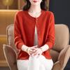 Women's Pure Wool Knit Cardigan - Spring Fashion Casual Round Neck Sweater for Middle-aged Mothers, Autumn/Winter Outerwear