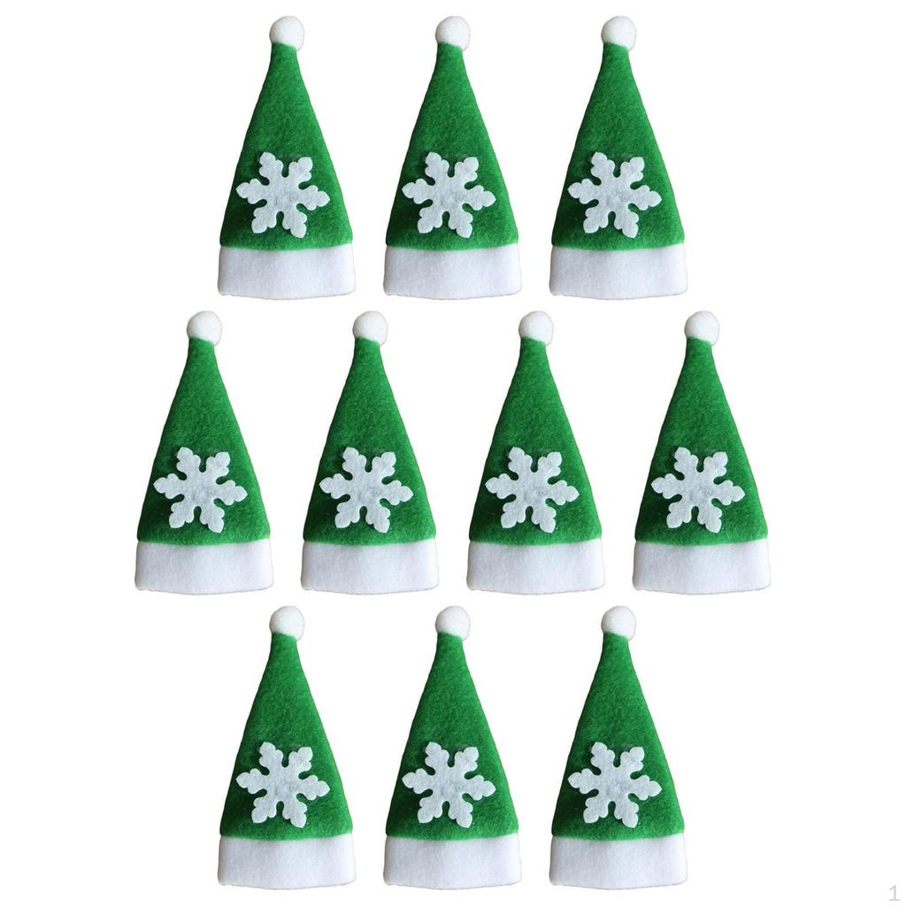 10Pcs Christmas Cutlery Holders Santa Claus Hat Plush Tiny Wine Bottle Cap for Home