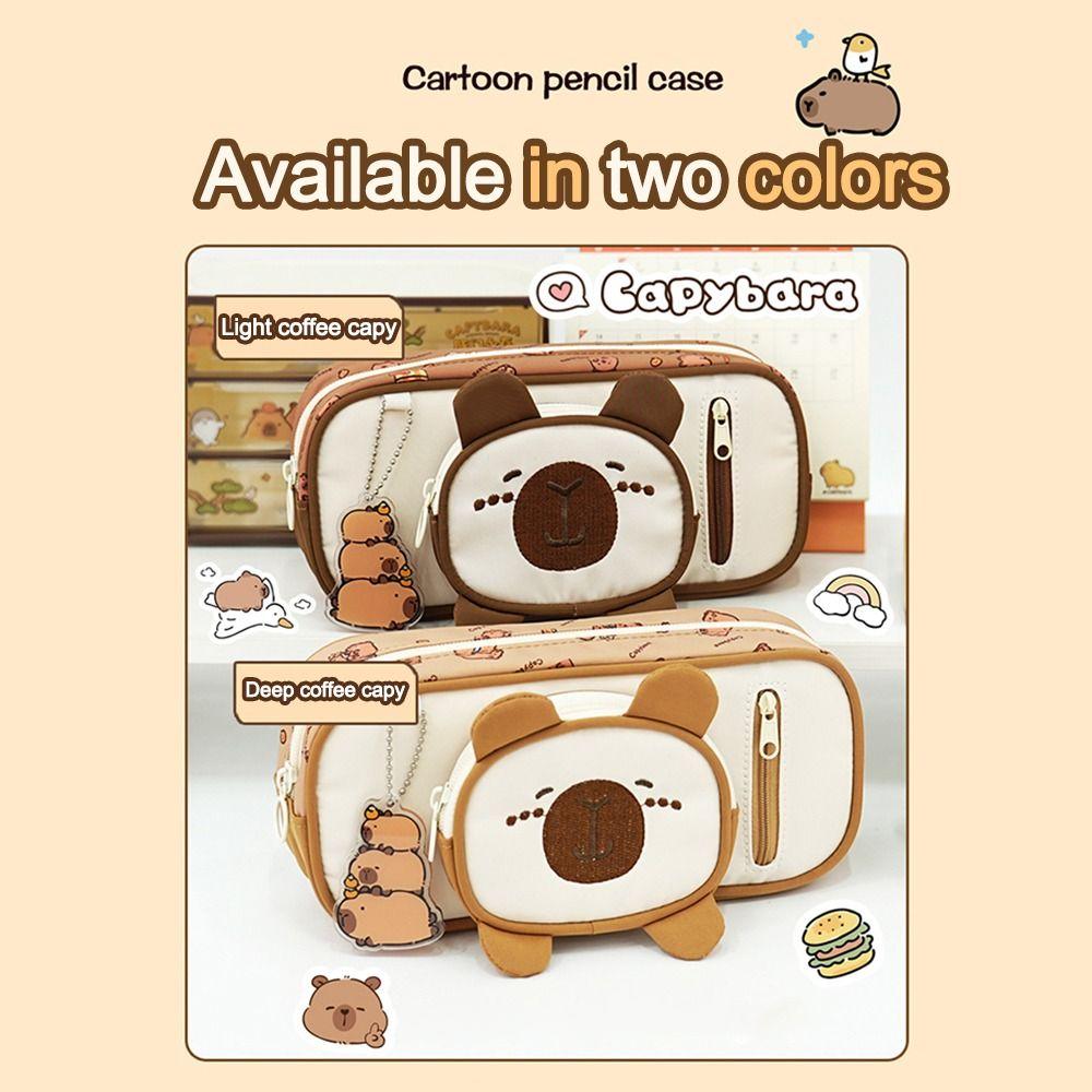 Large Capacity Pen Bags Cartoon Pencil Pouch Kawaii Capibara Pencil Case  School Supplies