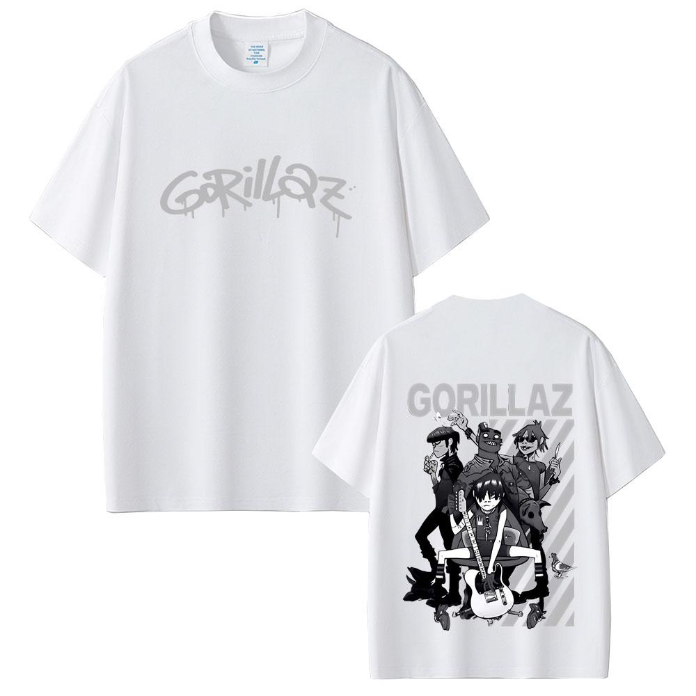 Limited Rock Band Gorillaz Print Tshirt Men Women Hip Hop Gothic Oversized Streetwear Mens Casual Vintage Short Sleeve Tshirt