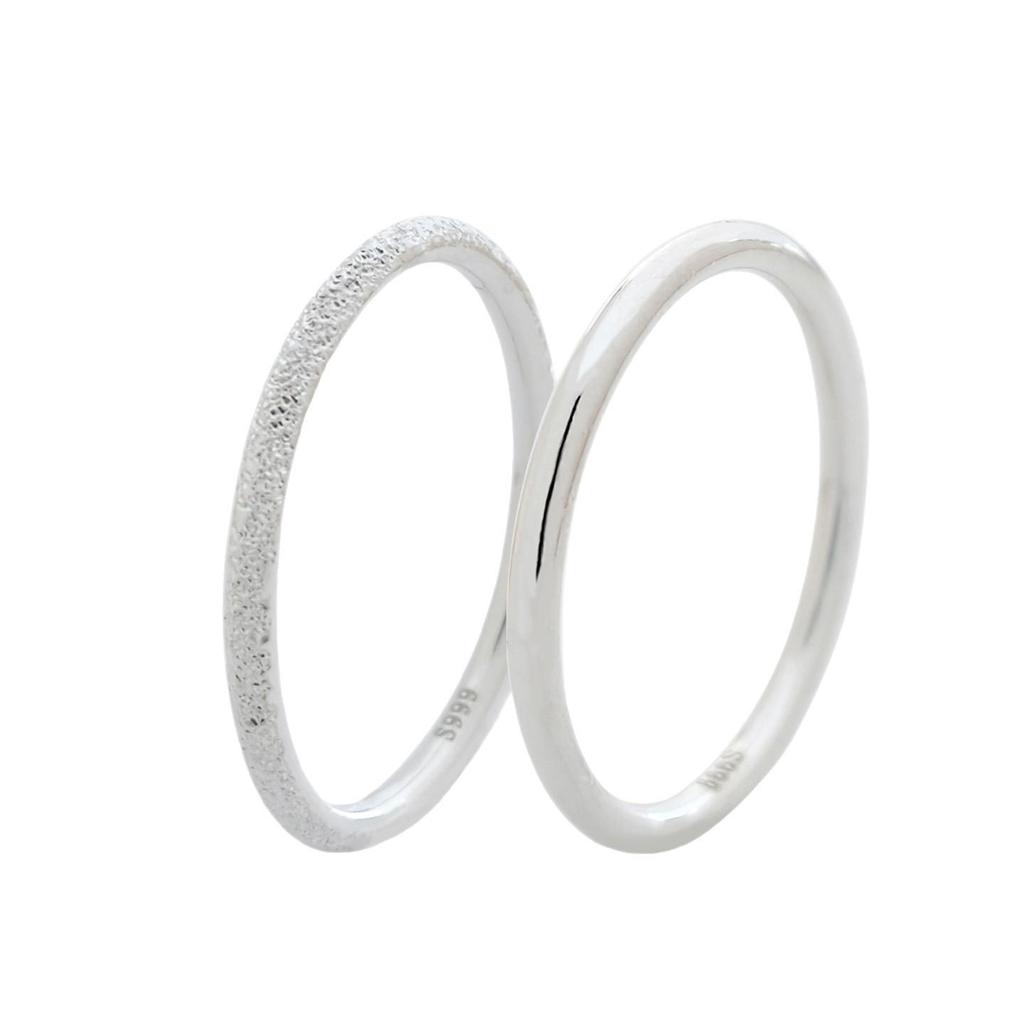 Solid 999 Sterling Silver Plain Band Ring: Unisex Simple Tail or Index Finger Ring