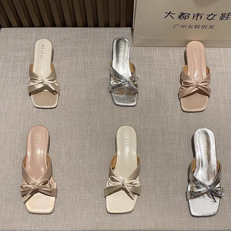 French square head open-toed cool slippers women's outer wear 2025 spring and summer new super gentle fairy style with skirt sandals