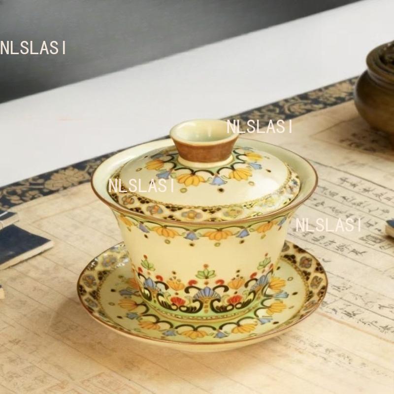 

150ml Ruyao Chaoyang Flower Bowl Ceramic Hover Tea Bowl Underglaze Colored Kung Fu Tea Set Drinking Utensils Tea Tasting Cup 150ml жёлтый