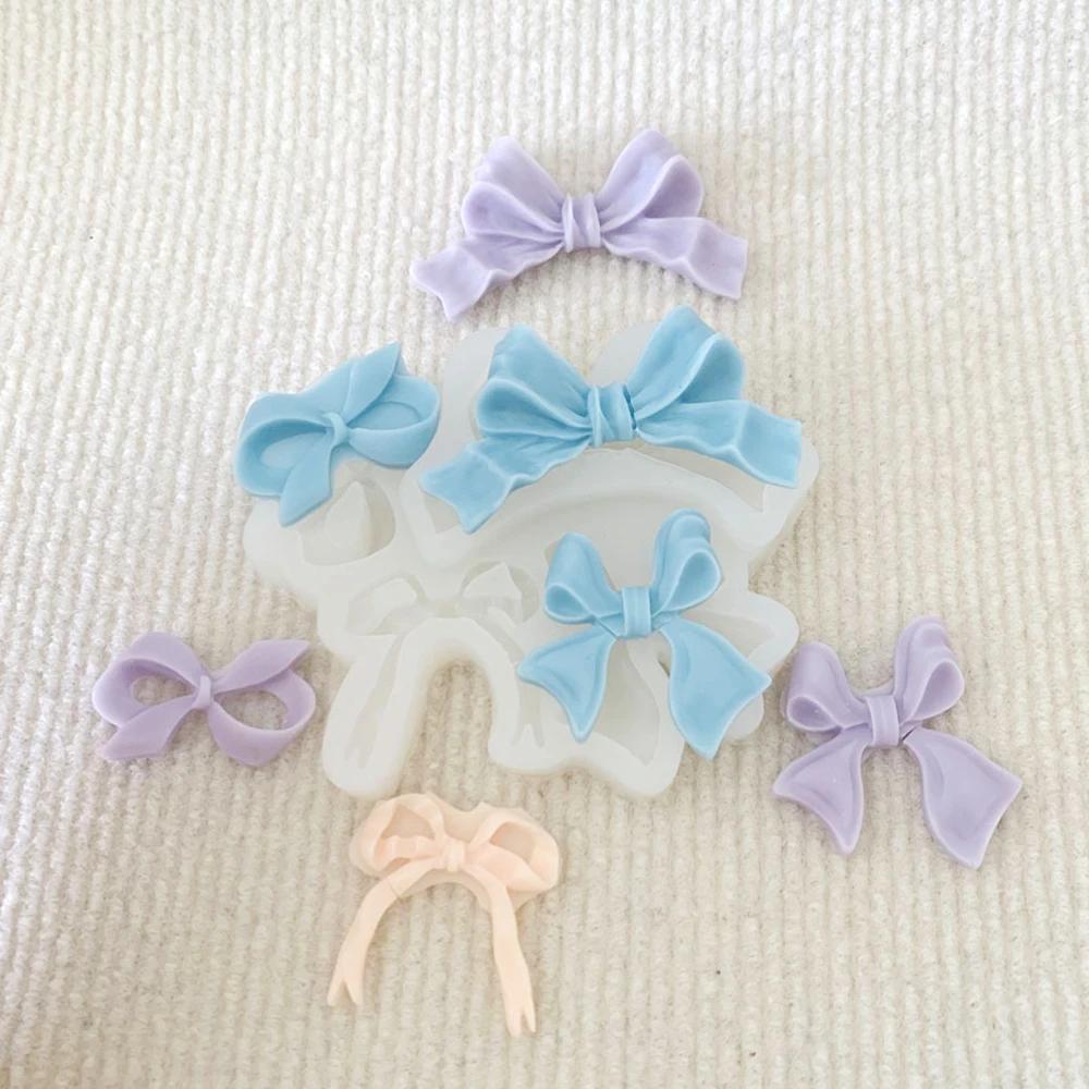 4 Holes Mix Ribbon Bow Fondant Silicone Mould Butterfly Chocolate Mold Valentine’s Day Anniversary Cake Decor Candle Soap Making