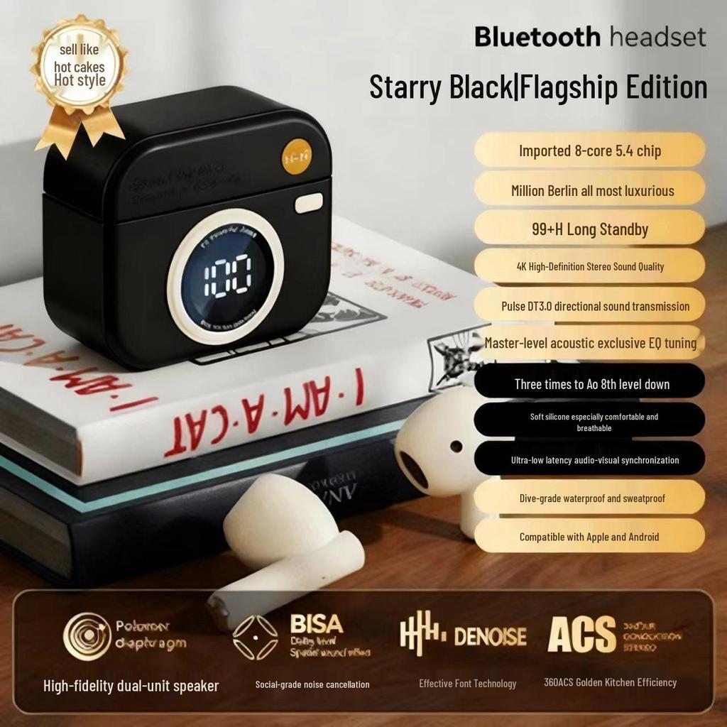 Q86 Retro Camera Style Bluetooth Earphone Case with Digital Display and Long Battery Life - Original Q Series In-Ear