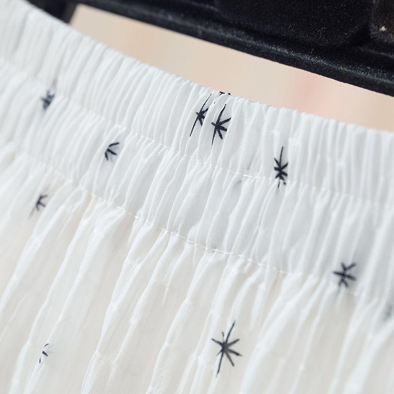 Fashionable Chiffon Floral Midi Skirt Women's Summer Patchwork Ballet Style Lace Cake Skirt A-line Medium Length Skirt