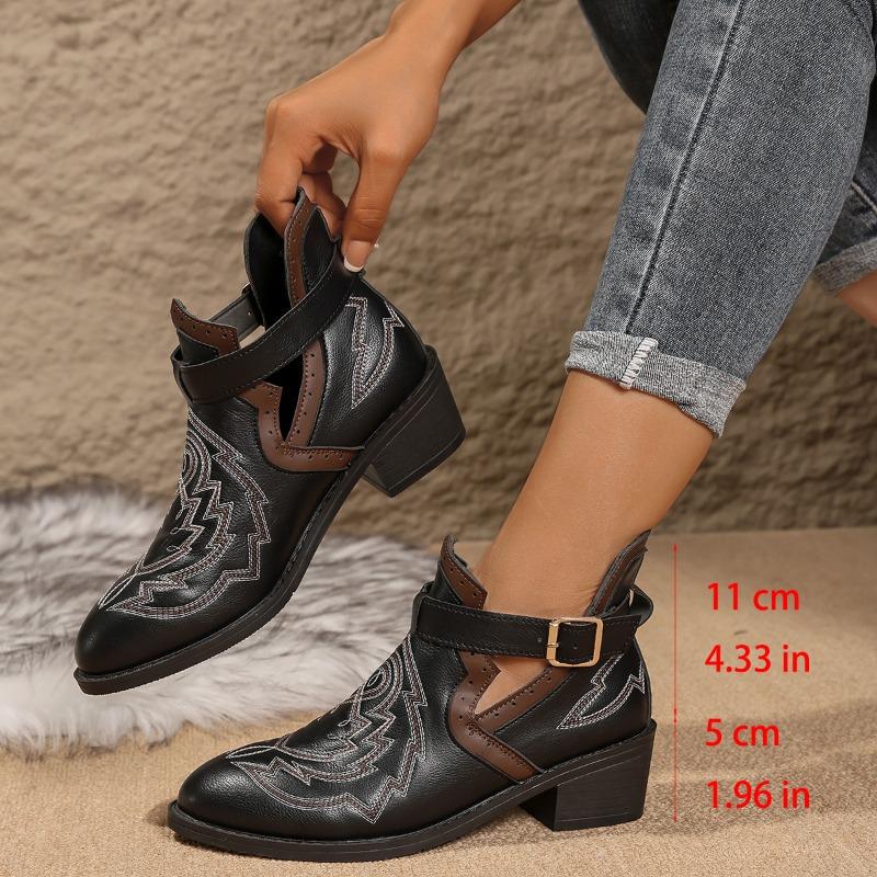 

Женские ботинки большого размера новые вышитые короткие ботинки с острым носком женские с пряжкой-ремнем ботинки Мартин женские 43 чёрный