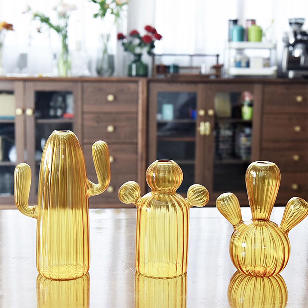 Cactus Shaped Glass Vase for Plant Creative Vase Decorations Home Desktop Ornament Hydroponics Plant Vase Birthday Gift