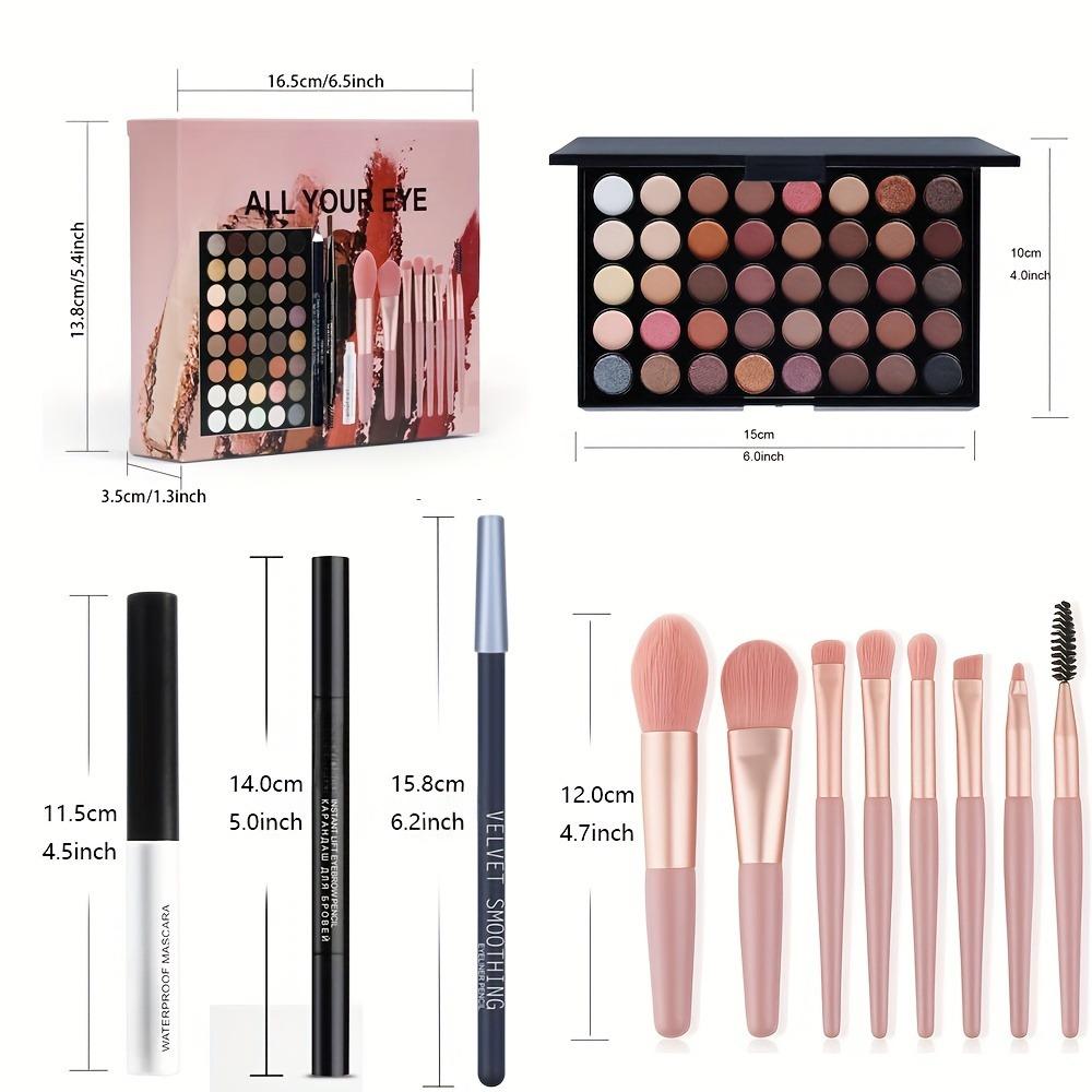 Lidschattenpalette mit 40 Farben, mit Mascara, Lidschattenpinsel, Eyeliner und Augenbrauenstift-Set für Damen