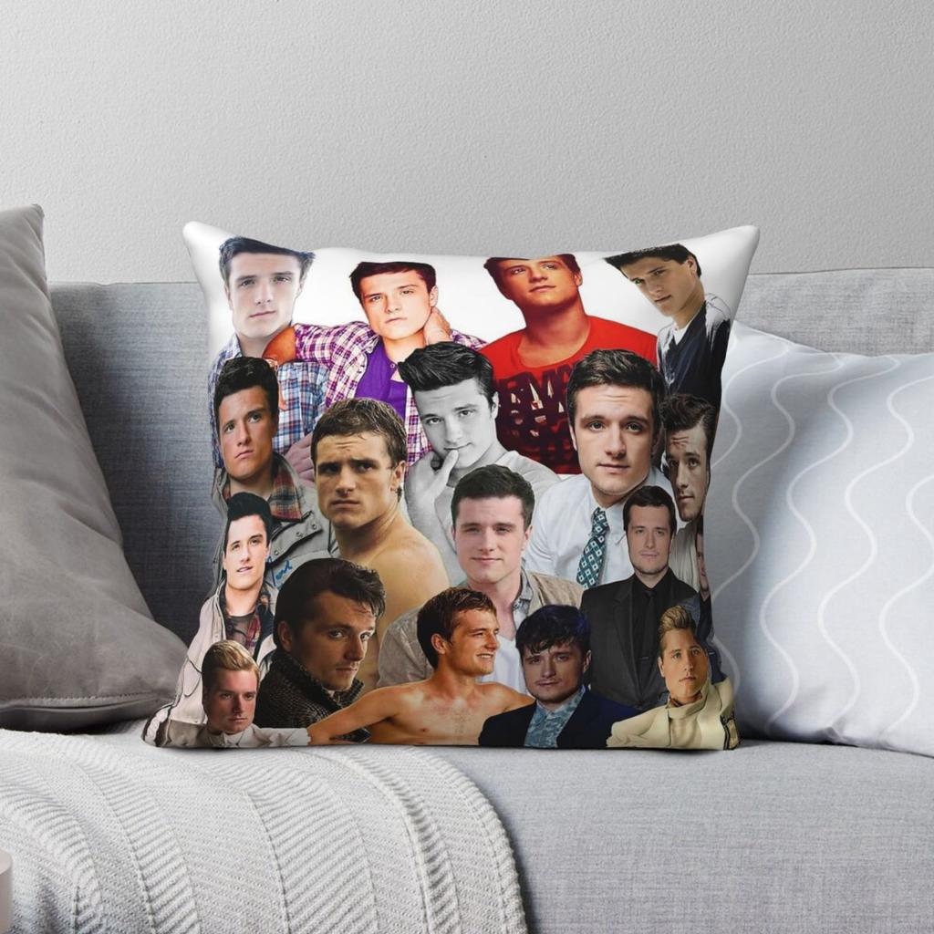 Josh Hutcherson Collage Pillowcase Polyester Linen Velvet Printed Zip Decor Bed Cushion Case