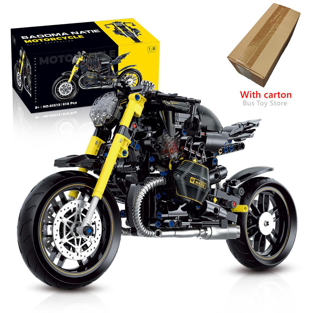 Technical Motorcycle Building Blocks Bricks Harleys Motorbike Locomotive Road Racer Toy for Kid Christmas New Year Gift