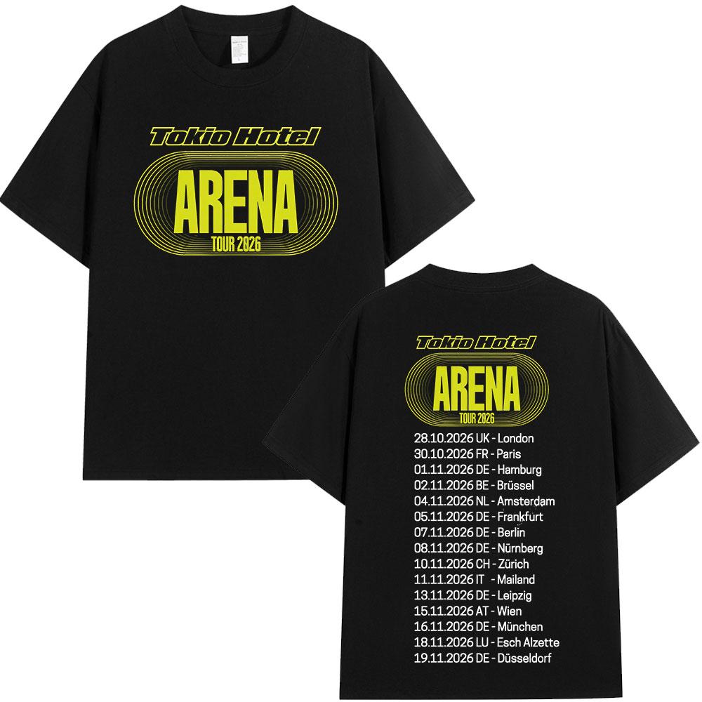 Rock Band Tokio Hotel Arena Tour 2026 Tshirts Unisex Women Fashion Vintage Short Sleeve Tshirt High Quality Cotton Casual T Shirt