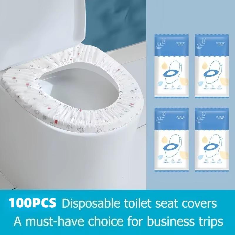 100pcs Disposable Toilet Seat Covers Soft Extra Thick and Double-Layer for Home and Travel Use Individually Wrapped Hygiene Pads