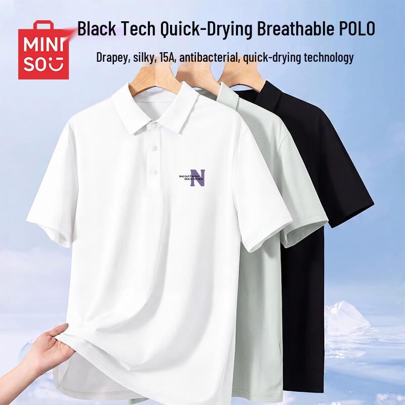 MINISO Men s Summer Quick-Dry Mesh Polo Shirt XXL