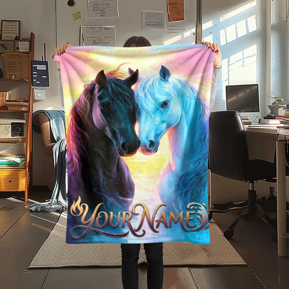 1PC Custom Name Unicorn Fantasy Garden Patterned Flannel Blanket Suitable For All Seasons for Home Decor Warmth and Comfort Gifts Holiday Present_lx