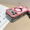 For iPhone 17 Pro Max Magnetic Case Kickstand Clear TPU Phone Back Cover with Wrist Strap
