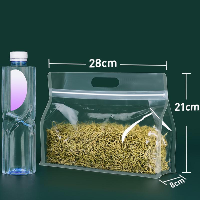 Frosted Transparent Eight-Side Sealed Tea & Food Packaging Bag with Buckle and Self-Supporting Design