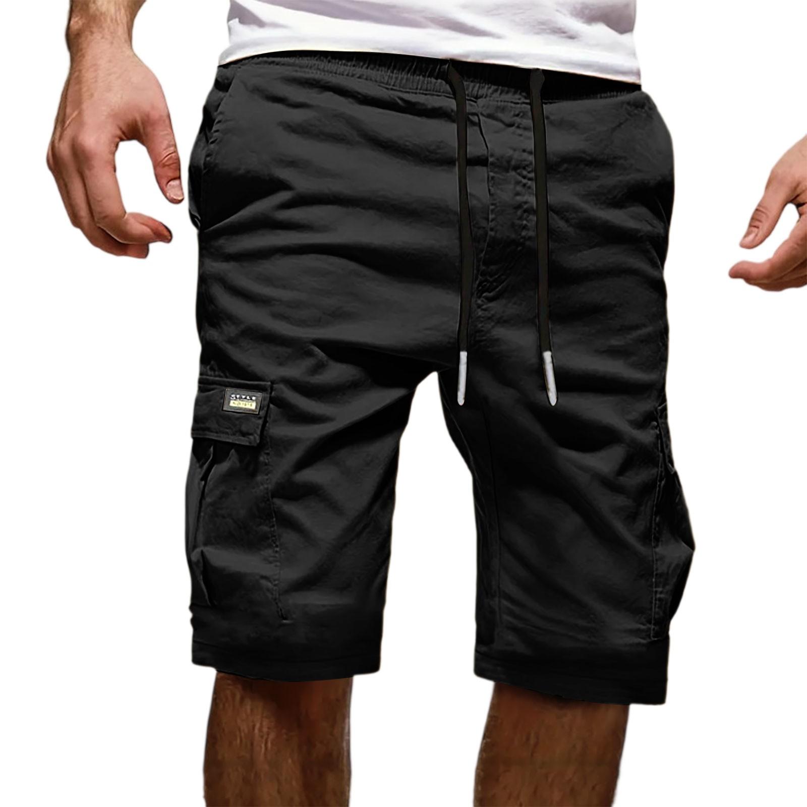 

Men s Casual Cargo Shorts, Outdoor Sports Running Quick-drying Lightweight Five-inch Cargo Shorts With Multi-pocket XXXL чорний