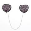 Women Adhesive Nipple Cover Rhinestones Heart Pasties with Metal Chain Reusable Chest Stickers Breast Cover Bra Petals
